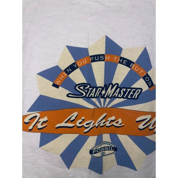 Vintage Fossil Shirt Star Master Push The Button Lights Up Promo Tee 90s Medium - Picture 2 of 9